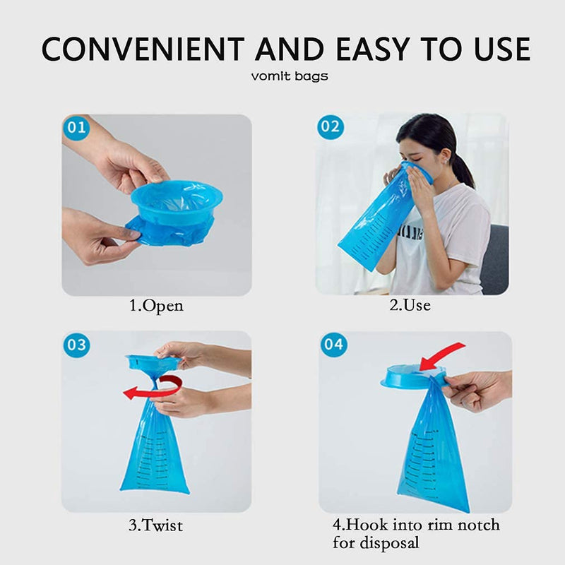 Vomit Bags Disposable Barf Bags 10Pack,1000ml Blue High Density Emesis Bags with Snap,Perfect for Morning Sickness,Kids,Pregnant Woman,Car Motion Sickness，Airsick.etc - NewNest Australia