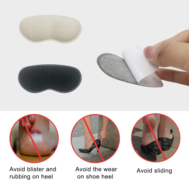 Heel Grips for Kids and Ladies Shoes, Soft Heel Cushion Pads Heel Grips for Shoes Too Big Self-adhensive Shoes Heel Inserts for Prevent Rubbing and Sliding(Black+Beige) (4 Pairs) 4 Pairs - NewNest Australia