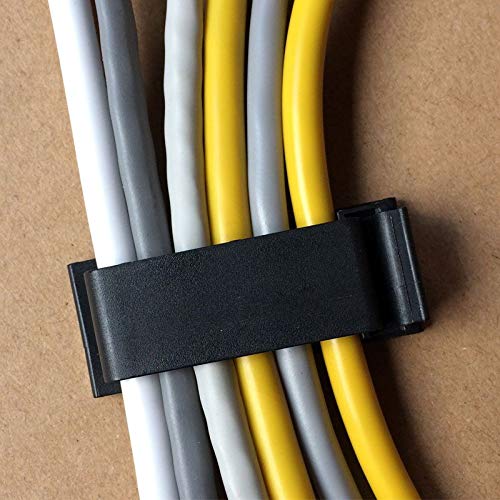 SOULWIT 50Pcs Self Adhesive Cable Management Clips, Cable Organizers Wire Clips Cord Holder for TV PC Ethernet Cable Under Desk Home Office Outdoor (Black) Black - NewNest Australia