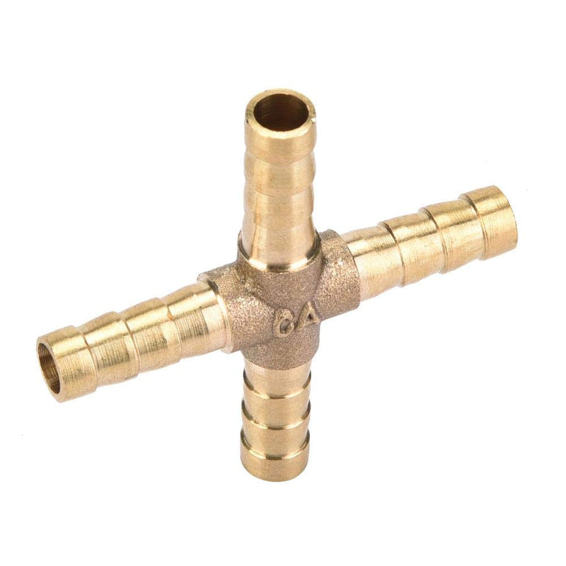 5pcs Brass 4 Way Hose Barb Cross Fitting Connector Joint Copper Barbed Adapter Air Water Oil Gas Fuel 6/8/10/12mm(6mm) 6mm - NewNest Australia