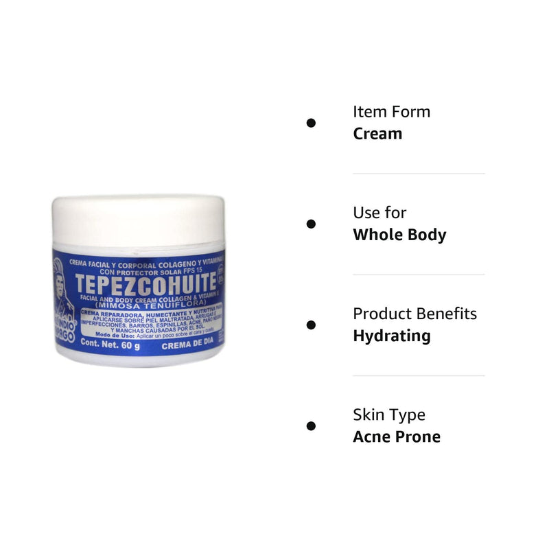 DEL INDIO PAPAGO Facial Day Cream With Tepezcohuite 60gr small - Hydrates the Skin - NewNest Australia