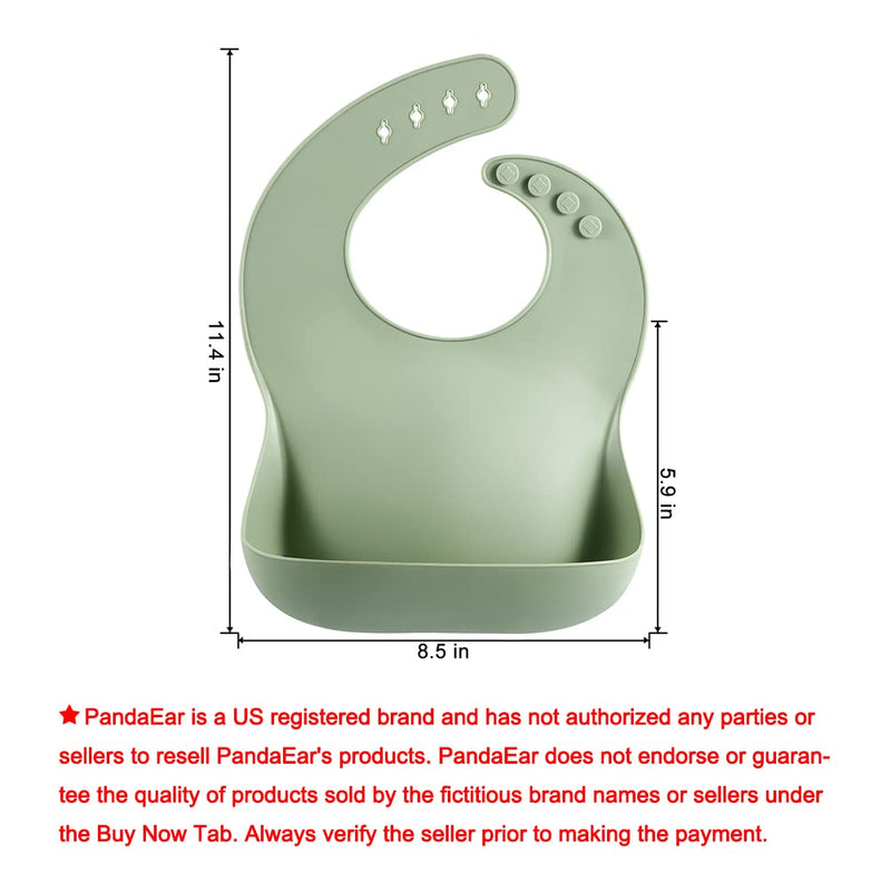 PandaEar Set of 3 Cute Silicone Baby Bibs for Babies & Toddlers (10-72 Months) Waterproof, Soft, Unisex, Non Messy Brown/Blue/Green - NewNest Australia