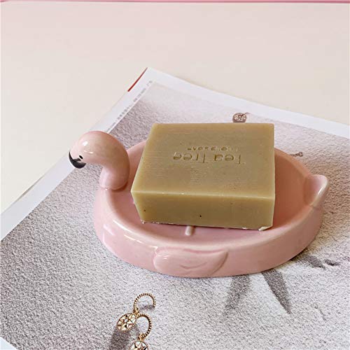 JHNIF Ceramic Cute Flamingo Soap Tray Soap Dish, Pink - NewNest Australia