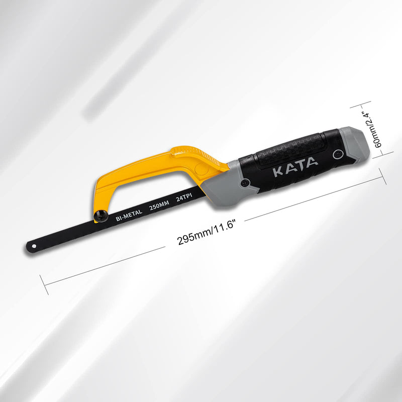 KATA 10 Inch Aluminum Frame Compact Hand Operate Mini Hack Saw,Small Hand Saw Hacksaw for Wood and Metal,2pc Extra Flexible Bi-Metal HSS Blades Included - NewNest Australia