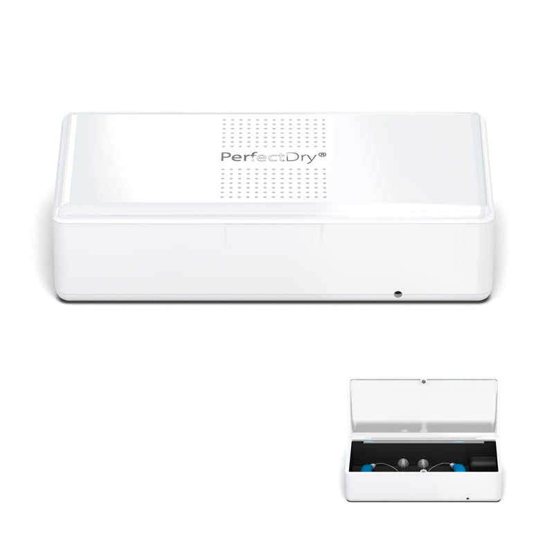 Audinell Perfectdry Electronic Hearing Aid Dry Box - Spacious Size - Dehumidifier Hearing Aids - Removes Sweat And Moisture - With Temperature Control - Dryer White - NewNest Australia