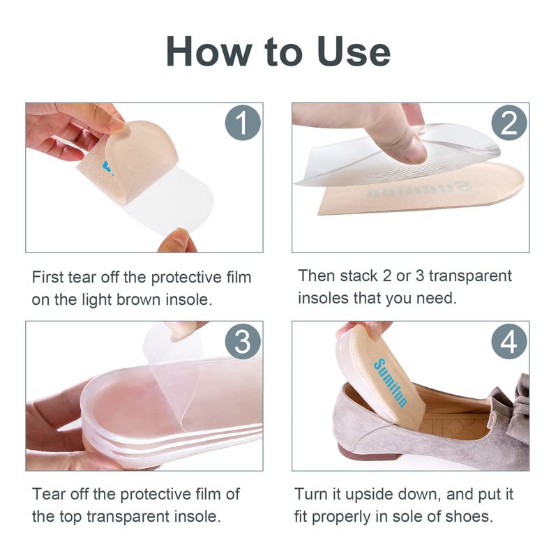 Sumifun Heel Lift Inserts, 1/4" to 1" Gel Shoe Heels Inserts for Women, Adjustable Orthopedic Heel Pads for Heel Pain and Leg Length Discrepancies, Heel Cups 1/4" 1/2" 3/4" Beige - NewNest Australia