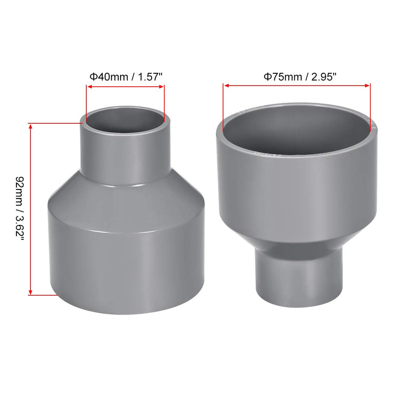 uxcell PVC DWV Reducing Coupling Schedule 40 Gray 40mm x 75mm Socket - NewNest Australia