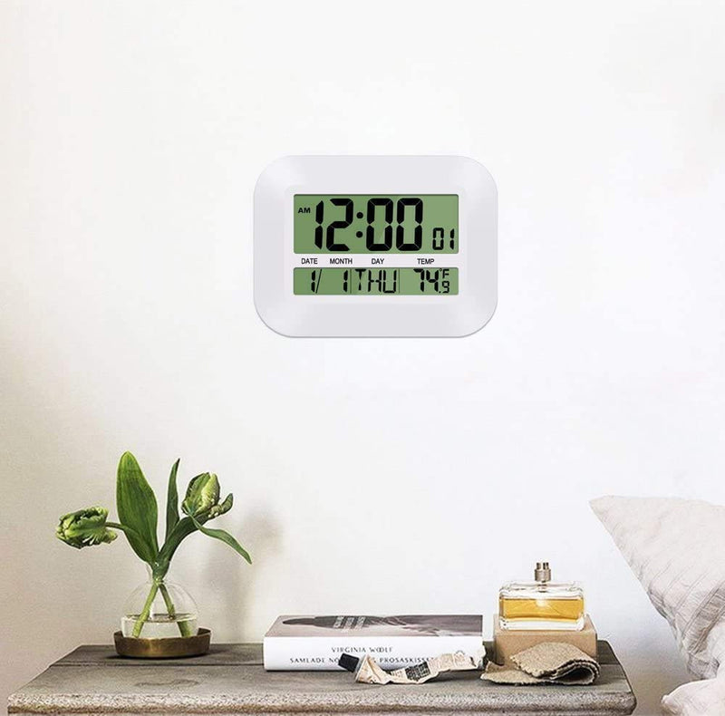 NewNest Australia - JIMEI Digital Wall Clock Battery Operated Simple Large LCD Alarm Clock Temperature Calendar Date Day for Home Office H149 