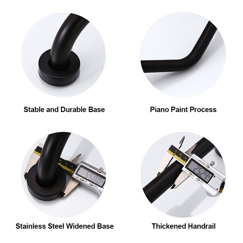 HONPHIER Bath Grab Bar Sturdy Bathroom Balance Bar Stainless Steel Shower Safety Handle Safety Hand Rail Support for Bathtub, Toilet, Bathroom, Kitchen, Stairway Handrail, Outdoor, Black - NewNest Australia