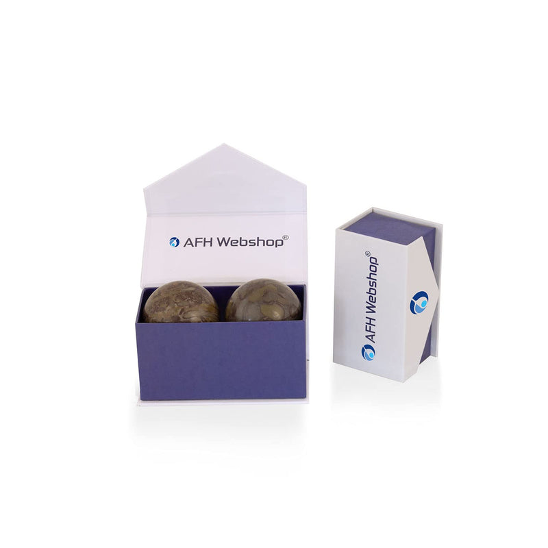 Meditation Qi Gong Balls | Yin Yang | Design stone brown | different diameters (Ø 50 mm) 2 pieces (pack of 1) - NewNest Australia