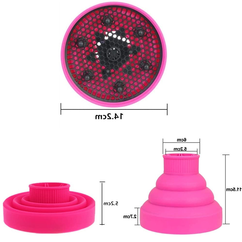 Hair Diffuser for Curly Hair Dryer Travel Collapsible Portable Hair Styling Appliances Hairdryer Diffuser Attachment Universal for Salon or Home Use (Rose Red) - NewNest Australia