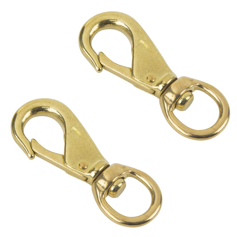 AOWESM 3-1/4" Brass Snap Hook 3/4" Swivel Eye - Solid Brass Clips #1 - Bags, Belting, Leashes, Straps, Luggage, Leathercarft (Pack of 2) - NewNest Australia