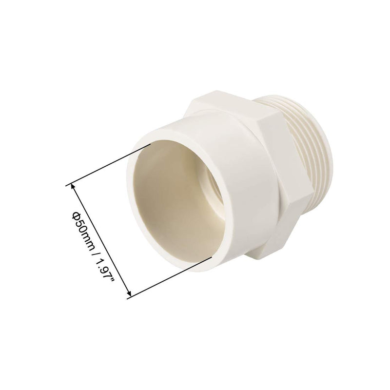 uxcell 50mm Slip X G1-1/2 Male Thread PVC Pipe Fitting Adapter Connector 5Pcs - NewNest Australia