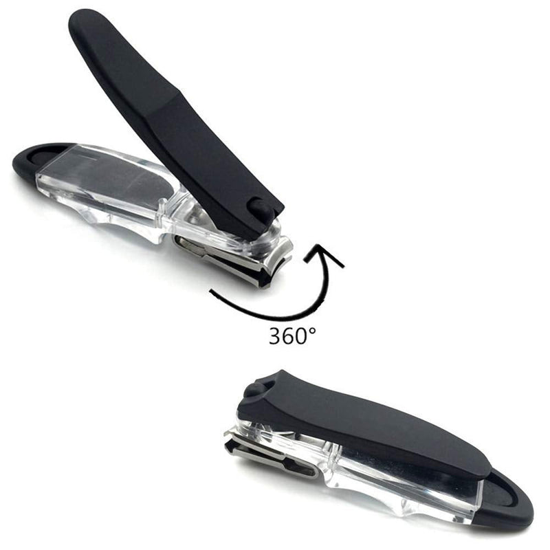 CAREOR 360 Degree Rotary Nail Clipper | Stainless Steel Sharp Blade Fingernail Toenail Clipper, Trimmer And Cutter Toe nail Clipper - Ergonomic Design To Easily Trim Finger And Toenails (Black) Black - NewNest Australia