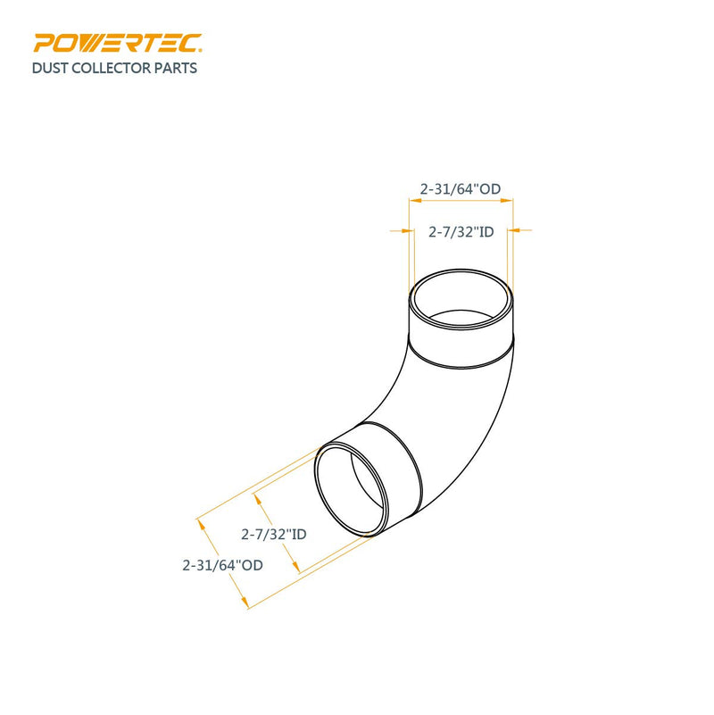 POWERTEC 70178 Elbow, 2-1/2" 2-1/2", 90 Degree Elbow Black - NewNest Australia