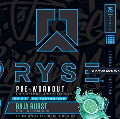 Ryse Blackout Pre-Workout | Ryse Up Supplements | Fuel Your Greatness™ | Energy, Endurance, Focus, Next Level Pump, Beta Alanine & NO3-T® Betaine Nitrate, 25 Servings (Baja Burst) Baja Burst - NewNest Australia