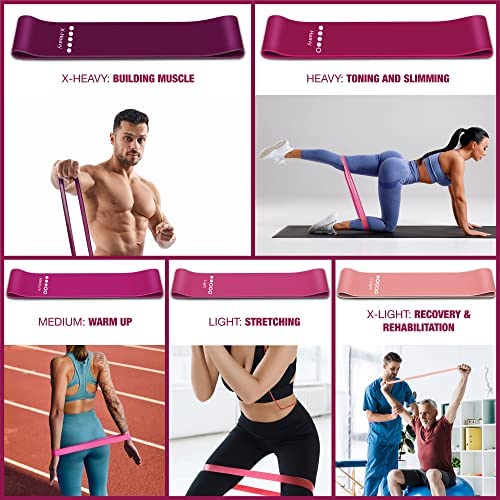 You vs You Resistance Bands with Storage Bag & Instruction, Strong Loop Fitness Band for Home Gym Exercise Workouts Yoga, Tone & Strength Men & Women, Colour Coded Resistance, Sweat Proof PINK - NewNest Australia