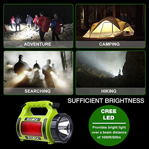 EULOCA Rechargeable CREE LED Spotlight, 2600 mAh Power Bank Multi Function Camping Lantern Big Flashlight, Waterproof Searchlight for Hurricane Emergency, Hiking, Home and More 2600mah - NewNest Australia