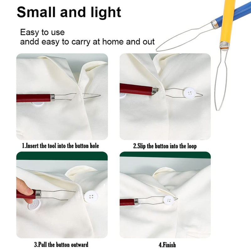 DHinkyoung 2 Pcs Button Hooks One Hand Buttons Aids Bright Dressing Aid Device Tool Button Assist Devices with Comfort Grip Handle for Arthritis, Independent Living(Random Colors) - NewNest Australia