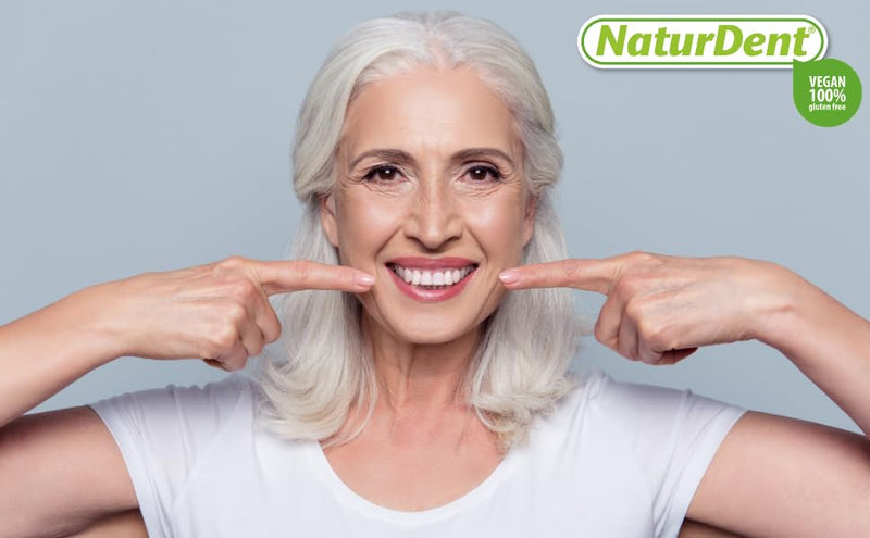 4x NaturDent adhesive cream 40g | The first natural adhesive cream | Insoluble in water - no rinsing, only 1 x daily | 100% food ingredients, vegan, no chemical burden on the body - NewNest Australia