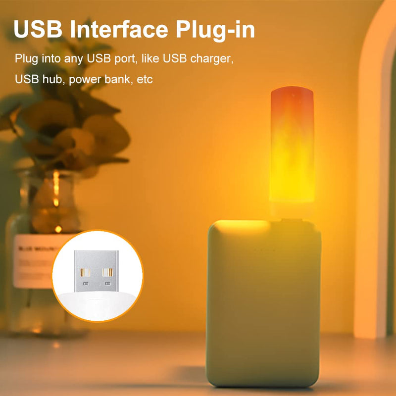 BukNikis USB Interface Plug-in LED Flame Light, Orange Flickering Flameless Candles Night Light for Home Decor Reading Sleeping Dating Camping - NewNest Australia