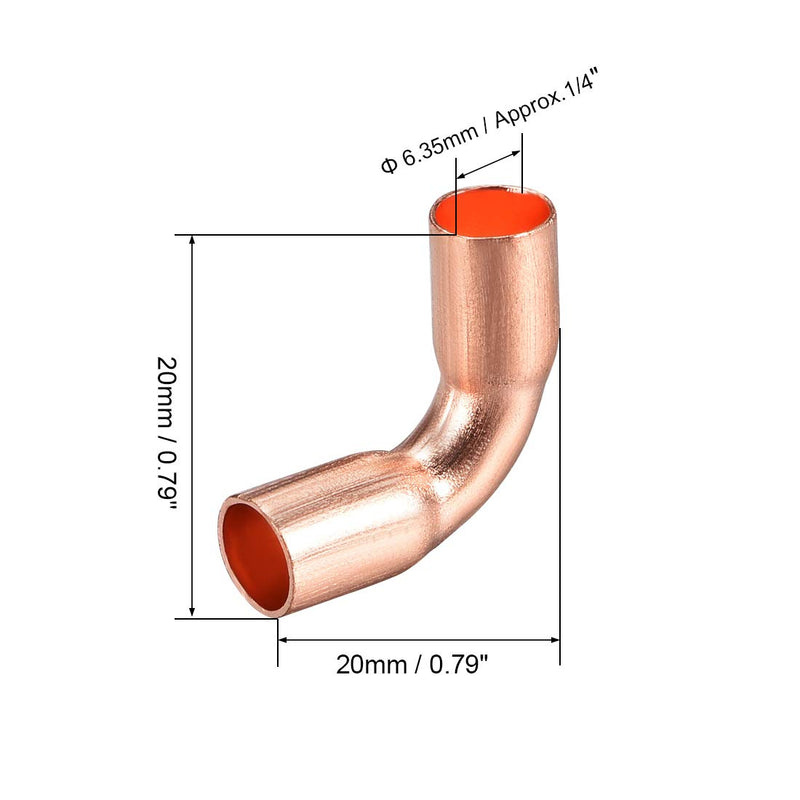 uxcell 1/4-inch(6.35mm) ID 90 Degree Copper Elbow Short-Turn Copper Pipe Fitting Conector for Plumbing 10pcs - NewNest Australia