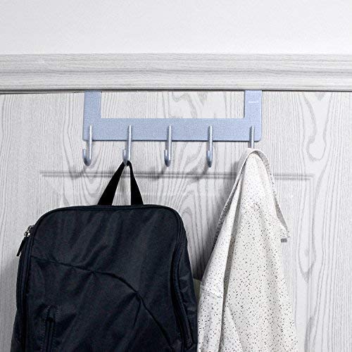 NewNest Australia - ACMETOP Over The Door Hook Hanger, Heavy-Duty Organizer for Coat, Towel, Bag, Robe – 5 Hooks, Aluminum, Matte Finish (Gray) Gray 