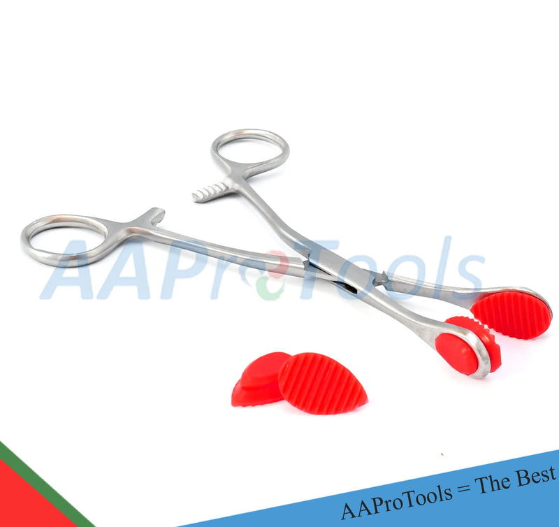 AAProTools Young Tongue Seizing Forceps 6.5" Stainless Steel with Extra 2 Rubber Jaws - NewNest Australia