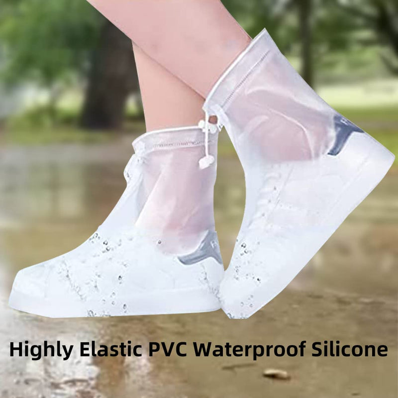 Waterproof Shoes Cover, Non-slip Rain Snow Boots Shoes Cover Reusable Women Men PVC Rubber Sole Overshoes Protectors for Outdoor Cycling Camping Fishing Travel (XXL, White) XXL/12in - NewNest Australia