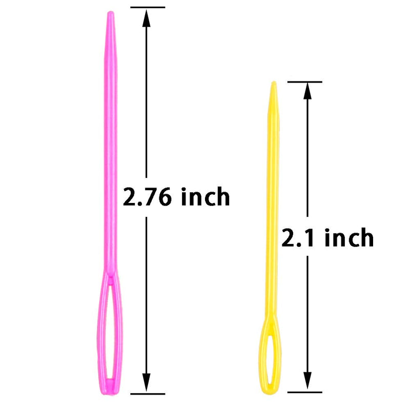 Hekisn Large-Eye Plastic Sewing Needles, Colorful Safety Lacing Needles, 2 Different Sizes Yarn Sewing Needle, Learning Needles for DIY Sewing Handmade Crafts，2.76 &2.1 inch (16 Pieces) 16 Pieces - NewNest Australia