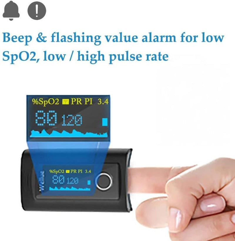ViATOM Pulse Oximeter Oxygen Saturation Meter Finger with Alarm, Blood Oxygen Meter Finger for Sp-O2 and Heart Rate Monitor Carrying Case & Lanyard - NewNest Australia