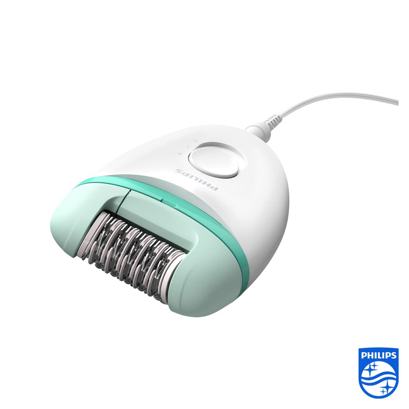 Philips Satinelle Essential BRE224/00 Compact Corded Epilator, White/Green - NewNest Australia