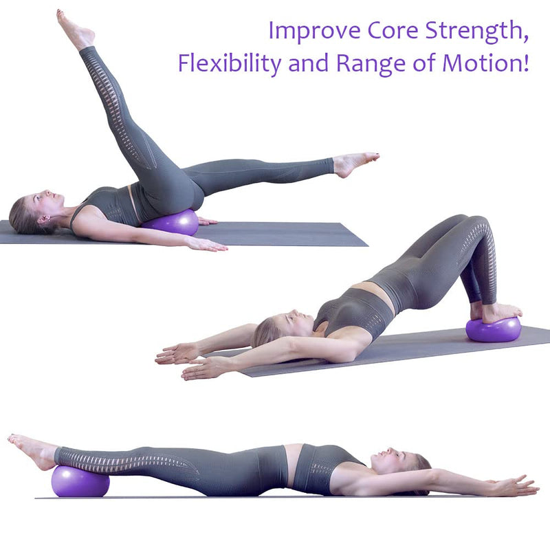 flintronic Mini Pilates Ball, Small Anti Burst Exercise Ball for Yoga, Pilates, Balance, Physical Therapy, Stretching and Core Fitness - Includes Stability Ball Workout Guide Purple - NewNest Australia
