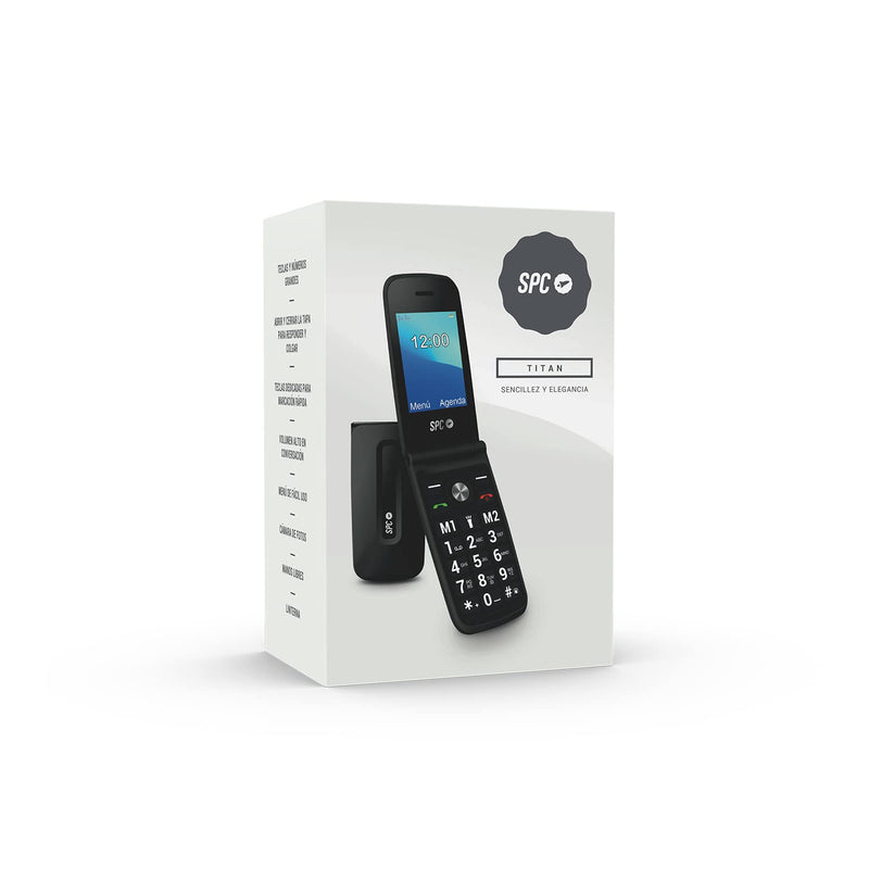 Spc Titan Elderly Folding Phone - Large Buttons, Easy To Use, Intelligent Ringmark And Notifications, Remote Configuration, 2 Buttons For Direct Storage, Usb-C, Black - NewNest Australia