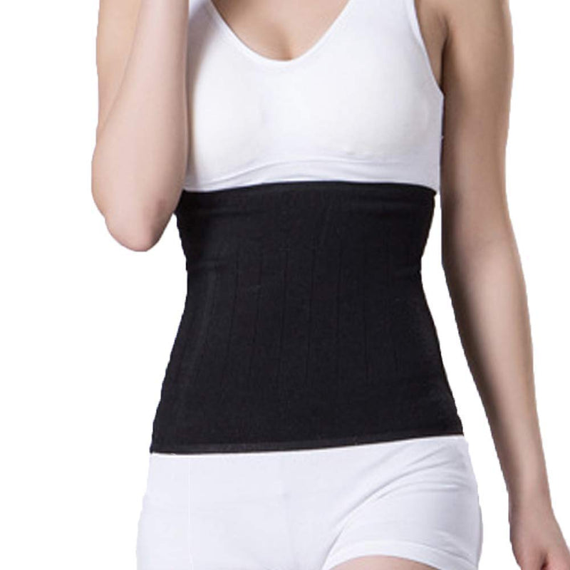 Thermal Waist Support Breathable Cashmere Knit Kidney Stomach Lumbar Lower Back Support Brace Abdominal Binder Slim Waist Trimmer Wrap Belt Elastic Postpartum Belly Band Warming Healing Pain Relief Black L(waist girth 90-112cm) - NewNest Australia