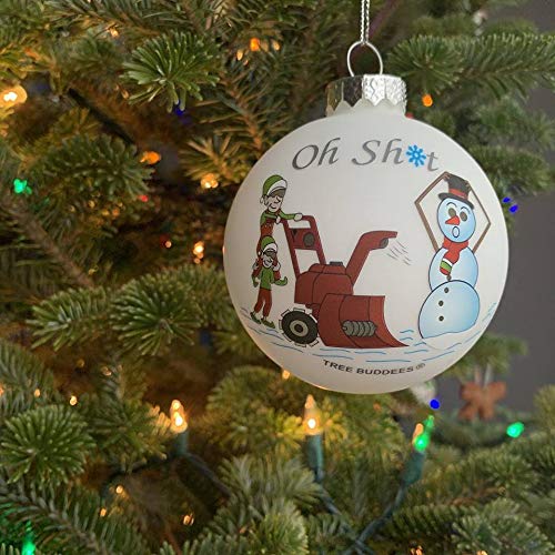 NewNest Australia - Tree Buddees Oh Sht Funny Snowblower vs Snowman Glass Bulb Ornament 