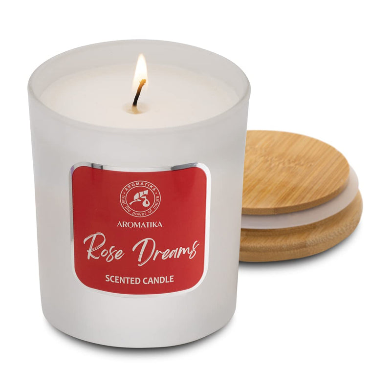 Scented Candle Rose In Glass - Rose Fragrance For Aromatherapy With Natural Rose Oil - Rose Fragrance - Soy Candle For Home - Beautiful Intense Fragrance - 45 Hours Burning Time - White 200 G - NewNest Australia