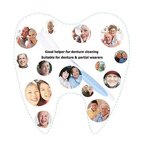 Y-Kelin denture cleaning brushes with double bristles, 1 red, 1 blue - NewNest Australia
