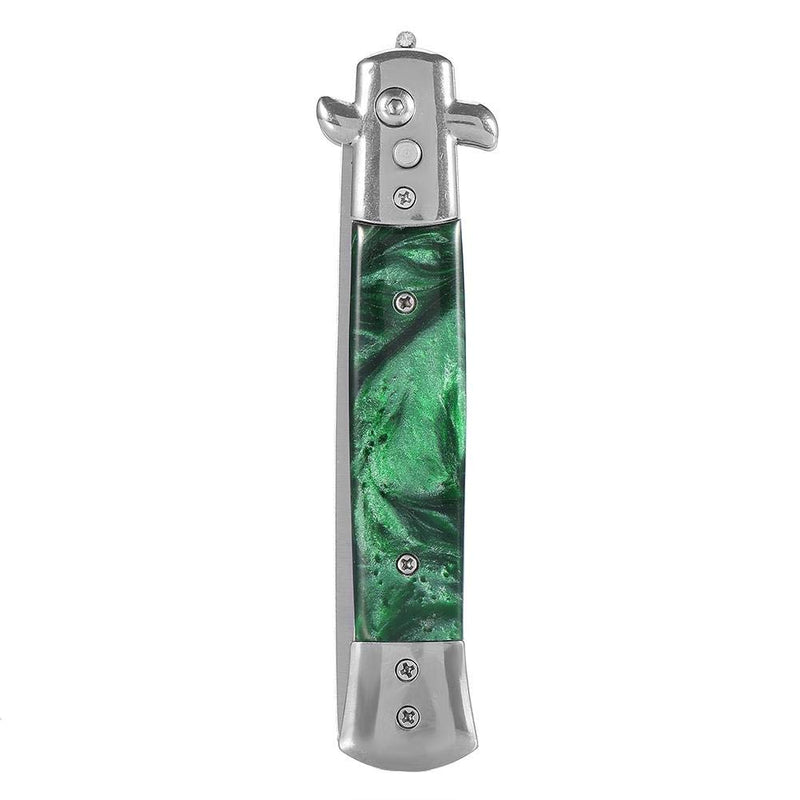 Switchblade Pocket Comb, Foldable Push Button Automatic Stainless Steel Hair Trimmer Combs for Beard Mustache, Men Oil Hair Styling Accessories(GREEN MIST) GREEN MIST - NewNest Australia