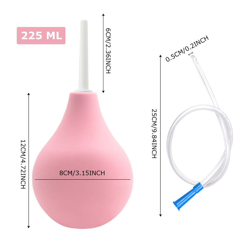 MIVAIUN 225 ML Bulb Douche Set for Men Women, 2 X Reusable Slim Nozzle, 1 X Long Tube Hose Nozzles and 1 X Storage Bag, Silicone Douche Bulb Comfortable Washing Cleaning Douche Kit (Pink) Pink - NewNest Australia