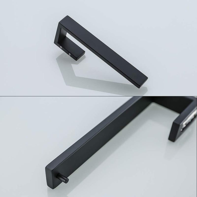 TNOMS Bathroom Hand Towel Holder Square Towel Bar Towel Ring Hanger Wall Mount Black Finish,Q8003BK - NewNest Australia