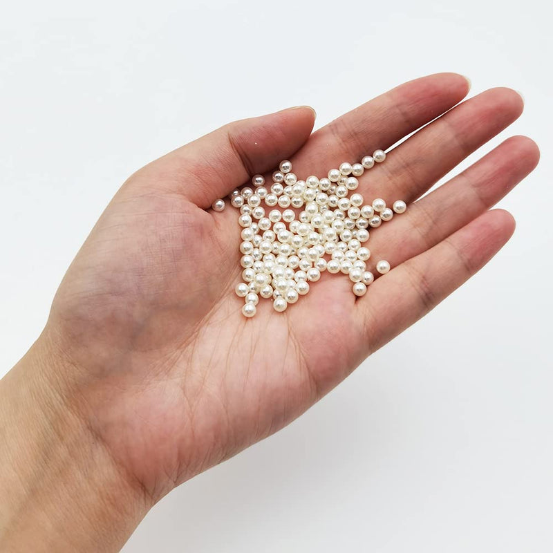 INSPIRELLE 6000pcs 4mm Ivory Polished ABS Undrilled Art Faux Pearls for Vase Fillers, No Hole Imitation Round Pearl Beads for Home Decoration - NewNest Australia