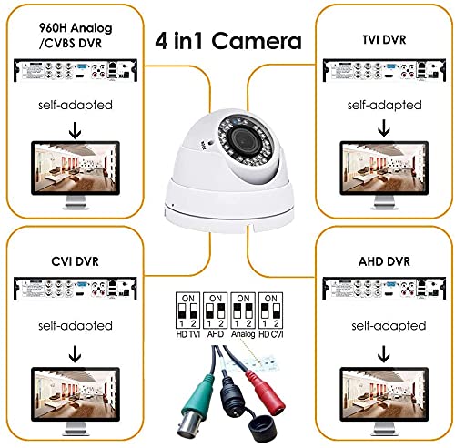 Anpviz 2MP CCTV Camera HD 1080P 4-in-1 (TVI/AHD/CVI/960H CVBS) Security Dome Camera, 2.8-12mm Varifocal Lens Analog Video Surveillance, Wide Angle Viewing Day & Night Indoor Outdoor Waterproof (White) White - NewNest Australia