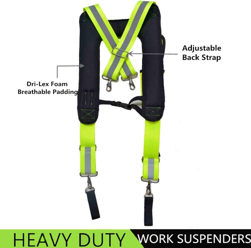 Sincerities Tool Belt Suspenders/Carpenter Electrician Tool Belt Suspenders Hi Viz - include Padded Foam,Phone Holder Tape Holder Pencil Holder Adjustable Straps, Fluorescent Green, 12.93.52.7inch - NewNest Australia