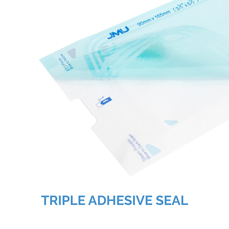 JMU Self Sealing Sterilization Pouches, Autoclave Sterilizer Peel Bags Dual Indicator for Dental Medical Instrument Cleaning Tools, 3.5" x 6.5", Pack of 200 3.5" x 6.5" - NewNest Australia