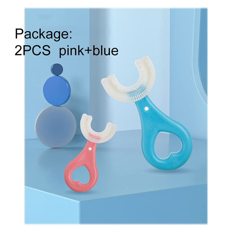 2 Pcs U-Shaped Kids Toothbrush, Premium Soft Manual Training Toothbrush for Kids 2-6 Years Old - NewNest Australia