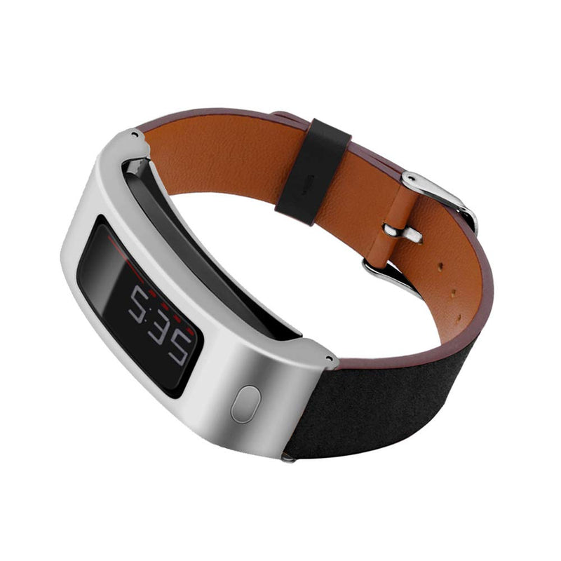 DuiGong Leather Strap Compatible for Garmin Vivofit 1-2 Replacement Band with Silver Stainless Steel Protector Case, S/M & M/L (Brown) Silver case with Brown band - NewNest Australia