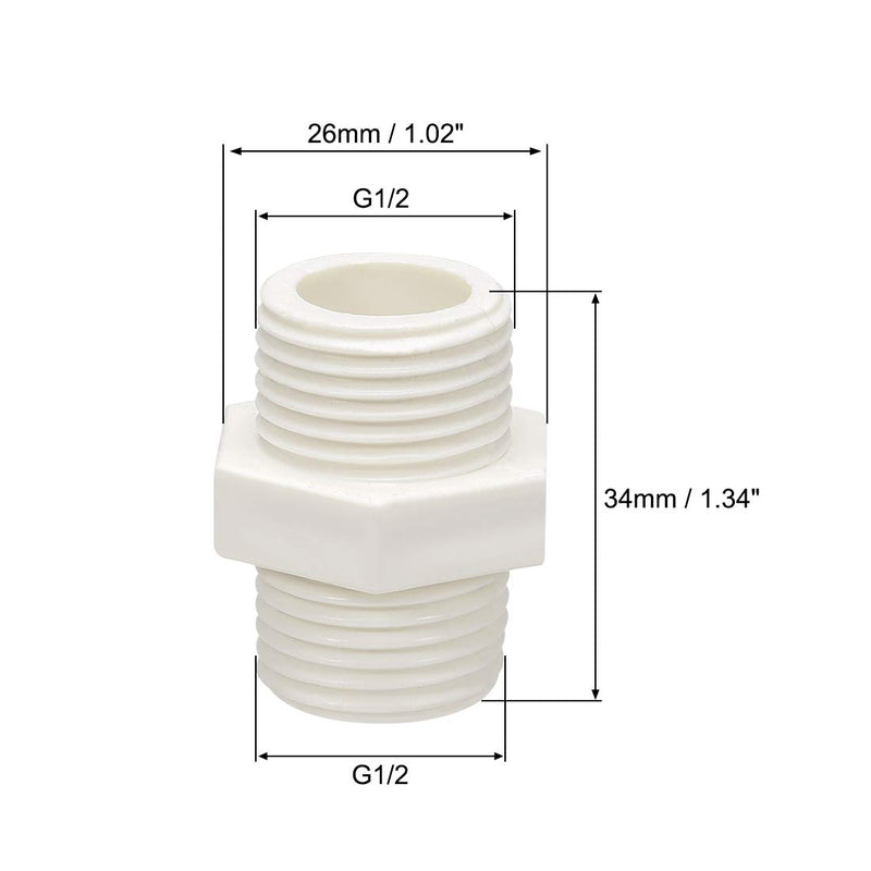 uxcell PVC Pipe Fitting Hex Nipple G1/2 X G1/2 Male Thread Adapter Connector 20pcs - NewNest Australia