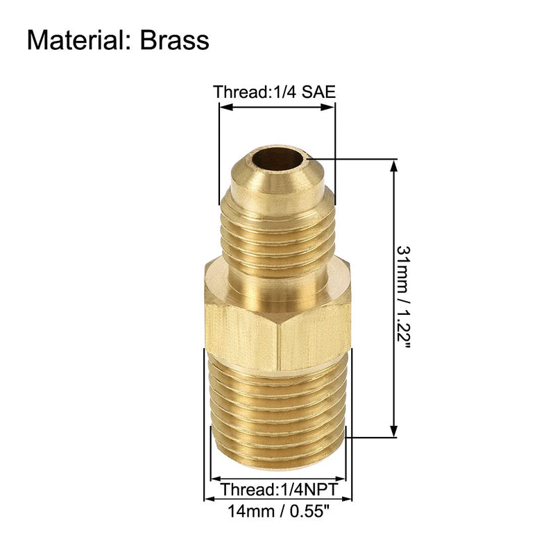 uxcell Brass Pipe fitting, 1/4 SAE Flare to 1/4NPT Male Thread, Tubing Adapter Hose Connector, for Air Conditioner Refrigeration, 3Pcs - NewNest Australia