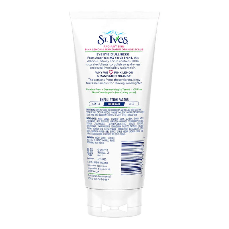 St. Ives Radiant Skin Face Scrub For Dull Skin Pink Lemon and Mandarin Orange Dermatologist-Tested Face Wash Scrub With 100 percent Natural Exfoliants 6 oz / 170gm - NewNest Australia